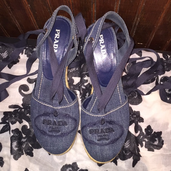 Prada Shoes - PRADA NWOT ladies denim espadrilles heels